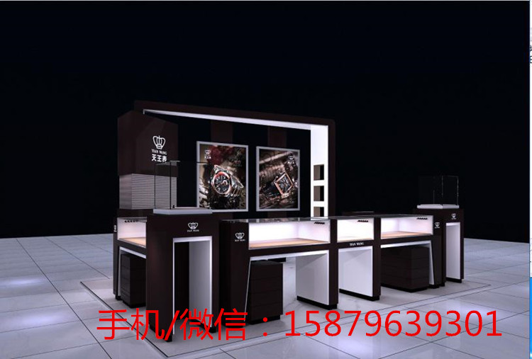 天王表品牌手表展示柜|黑色烤漆商场手表专柜展柜 天王表品牌手表柜 黑色烤漆手表陈列柜 商场奢侈品玻璃精品柜
