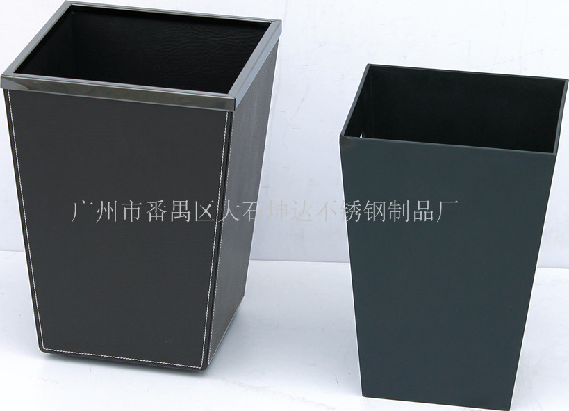 直销皮革面方锥形房间桶（带内桶）复古大号废纸篓  果皮桶