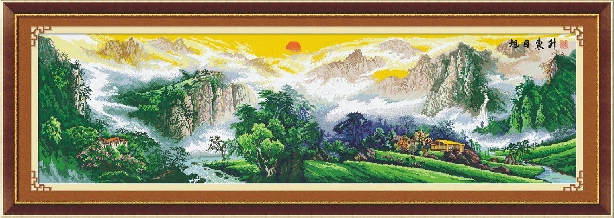 临沂地区销量大的绒绣装饰画|广东绒绣装饰  绒绣山水画  绒绣风景画