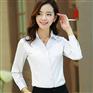 白衬衫女长袖职业夏V领修身工作服正装衬衣女装ol