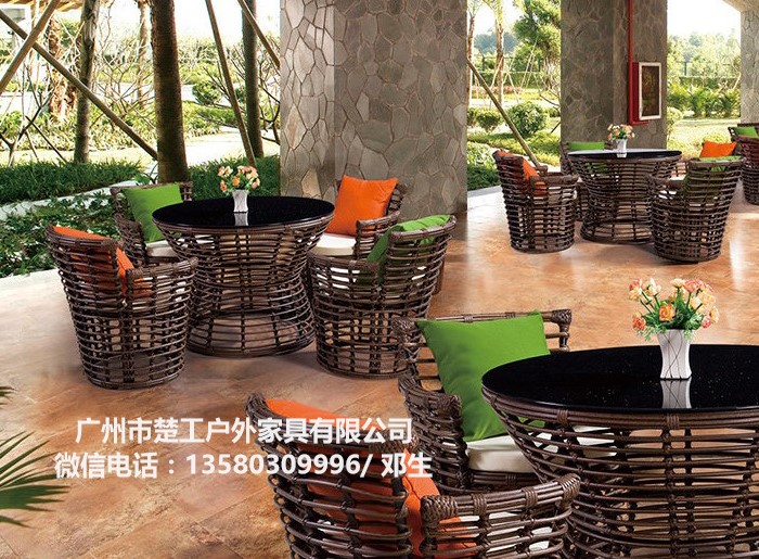 露台圆藤休闲椅 咖啡厅餐台餐椅 会所藤沙发椅  咖啡厅餐椅