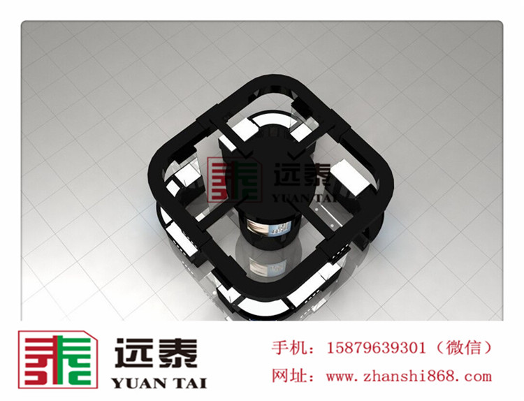 商场修眉美妆展柜钢化玻璃层板不锈钢踢脚弧形展柜 黑色烤漆商场展柜 美妆修眉弧形柜 钢化玻璃层板柜