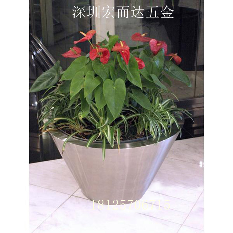 宏而达户外不锈钢花盆定制  金属花盆  异形花盆