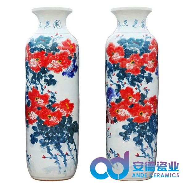 粉彩陶瓷大花瓶 礼品大花瓶定制厂家&nbsp;&nbsp;落地礼品大花瓶&nbsp;&nbsp;花瓶厂家定制