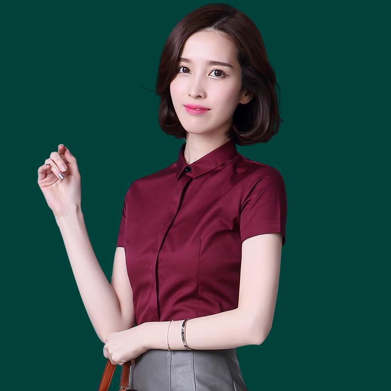 株洲烔烁职业女式衬衫夏季短袖衬衫气质修身白色衬衣  烔烁女式衬衫