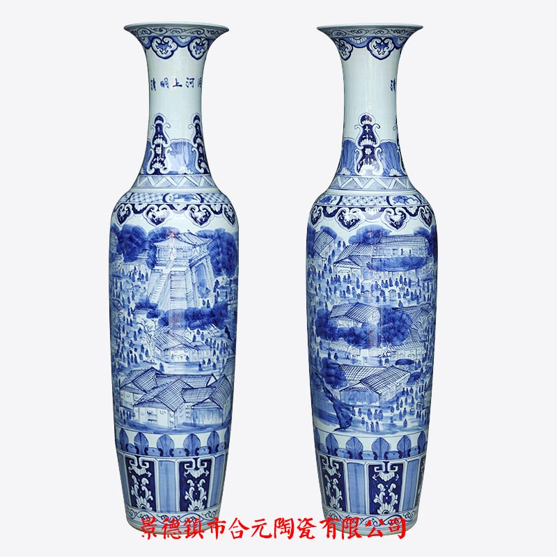 手绘青花清明上河图大花瓶&nbsp;&nbsp;手绘青花大花瓶