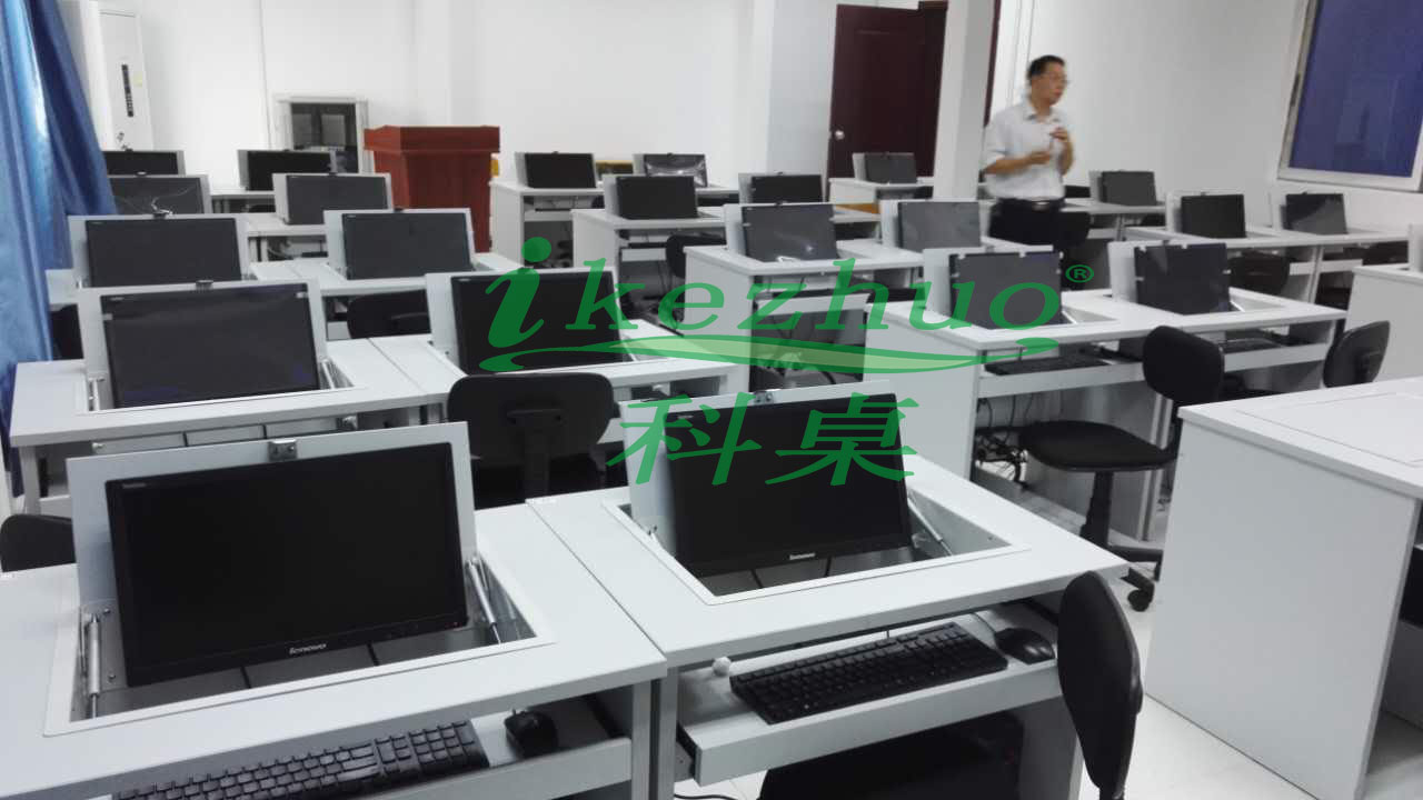 翻转电脑桌 多媒体隐藏式电脑桌  多媒体翻转电脑桌