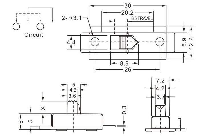 SS-11G01(1P1T)拨动开关价格 拨动厂家  拨动开关SS-11G01