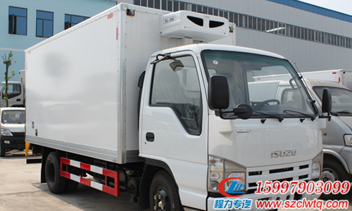 淄博国五庆铃五十铃100P厢长4.1米冷藏车&nbsp;&nbsp;国五冷藏车报价&nbsp;&nbsp;100P冷藏车报价
