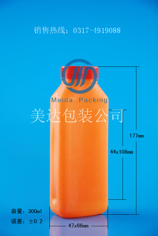 300ml扁方瓶 磨砂瓶 方瓶  pe瓶