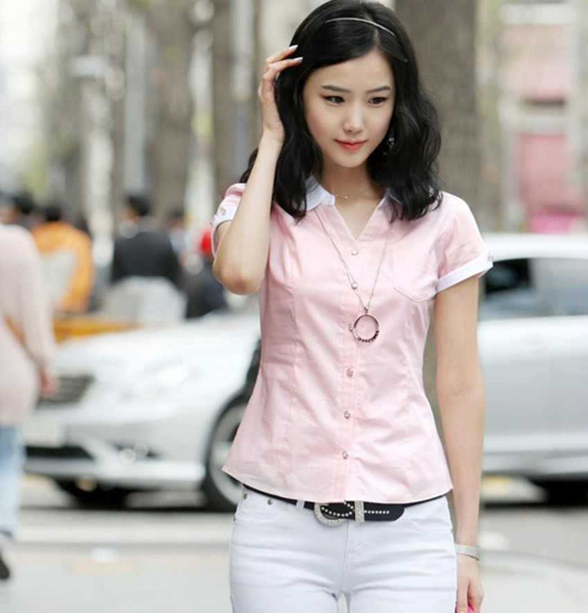 牛仔衬衫 女式棉衬衫 瑞丽日韩女式衬衫 库存衬衫 衬衫批发  修身衬衫  牛仔衬衣  衬衫女 短袖衬衫