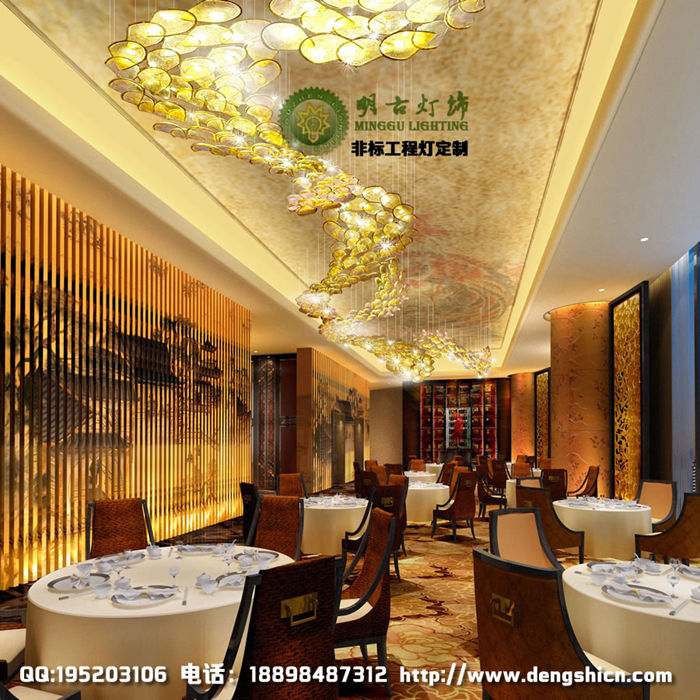 酒店大堂玻璃装饰吊灯 五星级酒店灯具 手工玻璃装饰吊灯