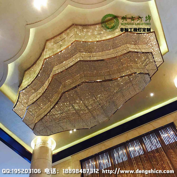 酒店大堂工程水晶灯 星级酒店工程灯 水晶灯定制设计