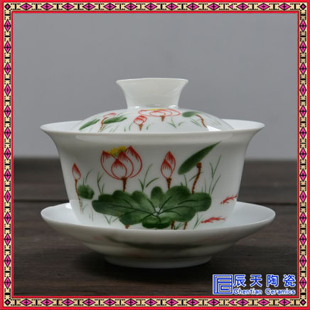陶瓷三才盖碗泡茶碗功夫茶具敬茶杯景德镇手抓壶&nbsp;&nbsp;陶瓷盖碗茶具&nbsp;&nbsp;陶瓷盖碗厂家&nbsp;&nbsp;青花瓷盖碗