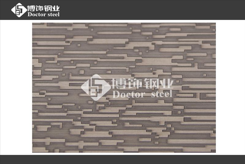 供应304不锈钢青古铜拉丝蚀刻花纹板，不锈钢镀铜板价格  不锈钢镀铜拉丝  不锈钢青古铜蚀刻板