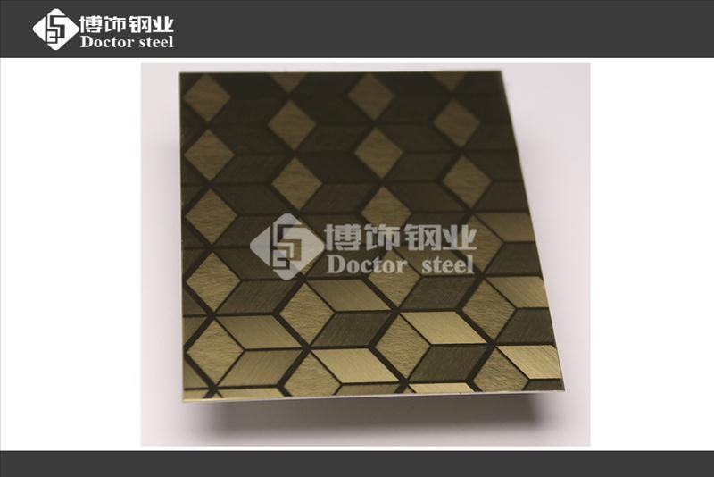 厂家直销304镜面钛金不锈钢局部拉丝局部乱纹立方体  304不锈钢镜面板  不锈钢镜面钛金  不锈钢蚀刻立方体