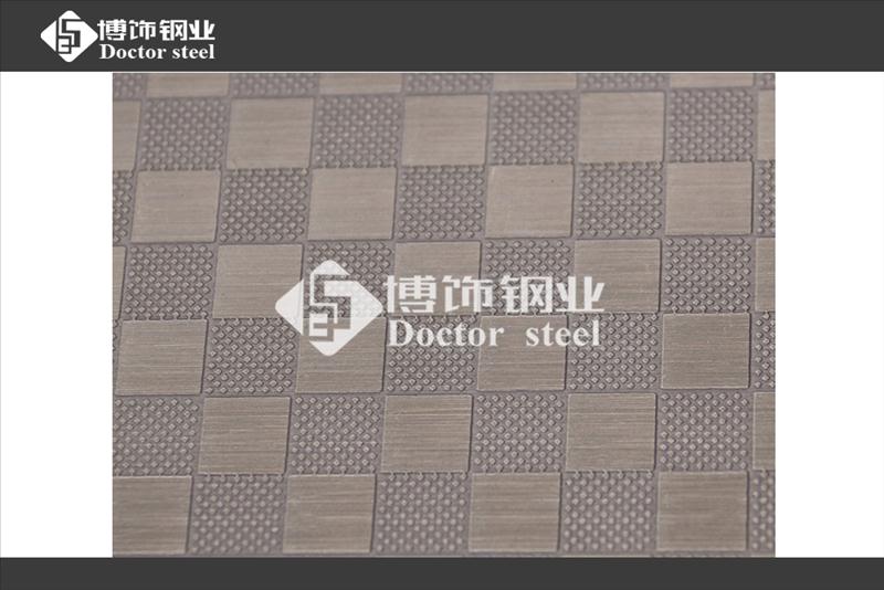 304不锈钢镀铜压花板，不锈钢压花板厂，不锈钢压方格  不锈钢压花厂