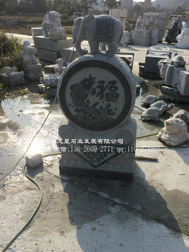 石雕抱鼓石惠安抱鼓石加工芝麻白石鼓定制