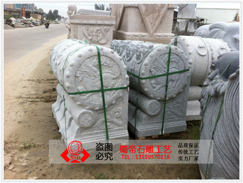 寺庙石雕门鼓 青石抱鼓石 石材门墩石鼓价格  石材门墩抱鼓石价格