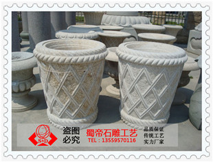 石雕花盆 埃及米黄花钵 款式新颖的花盆 厂家直销