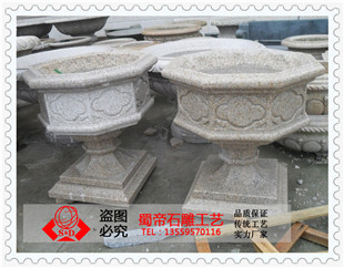 石雕花盆 埃及米黄花钵 款式新颖的花盆 厂家直销