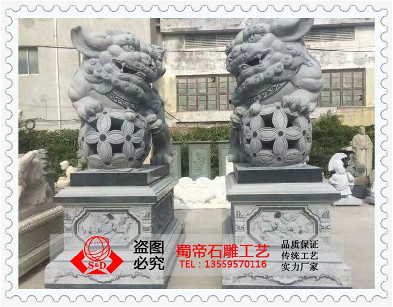 福建石雕狮子多少钱 青石献钱狮 石雕狮子图片