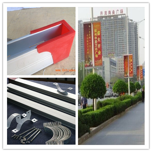 灯杆广告道旗架 铝合金灯杆道旗 灯杆道旗架