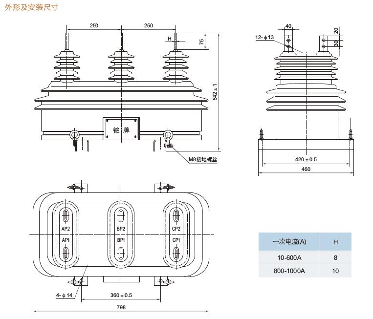 户外干式组合互感器 JLSZW-10 三元件Y式接线三相一体