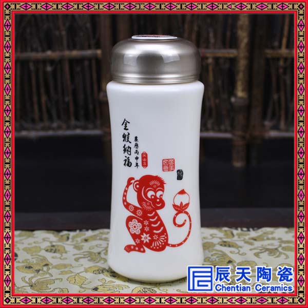 商务家居美观保温杯   手绘青花保温杯&nbsp;&nbsp;亚光创意保温杯