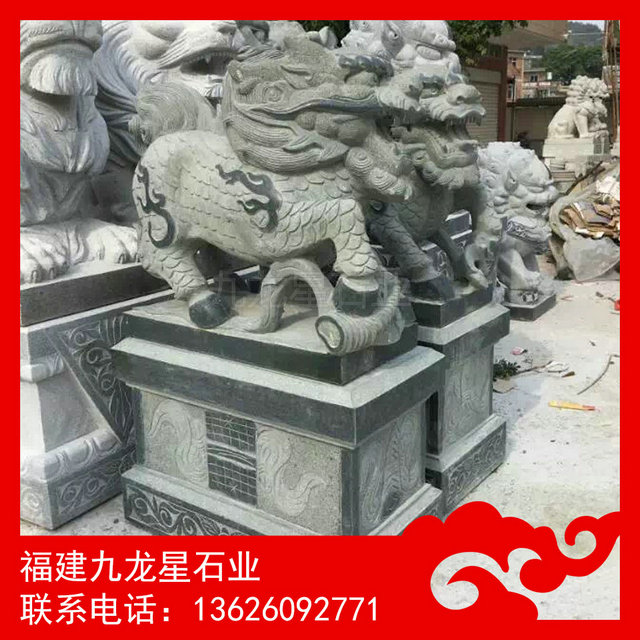 哪里有石雕麒麟现货 寺庙石雕麒麟 麒麟雕刻