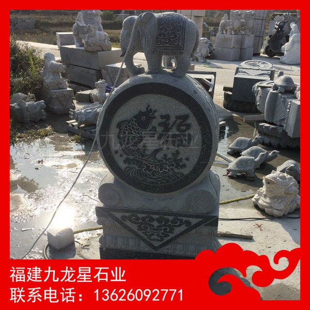 门口石鼓定做龙凤雕刻石鼓惠安石雕工艺