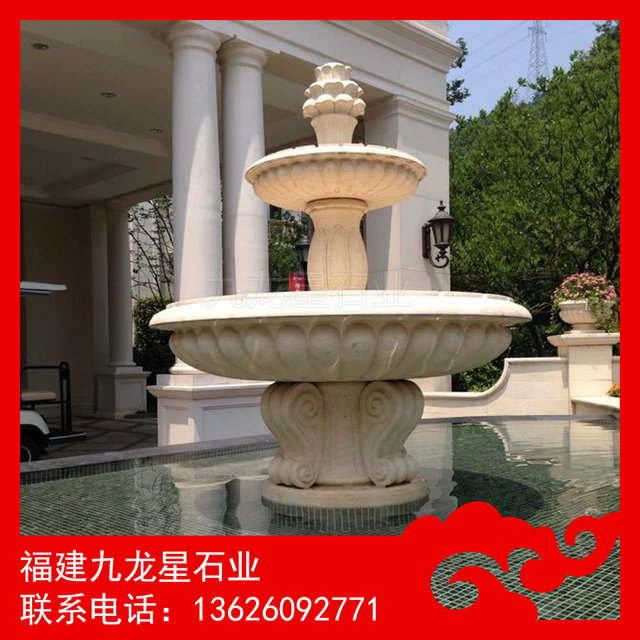 石雕水钵现货喷水景观雕塑黄金麻水钵