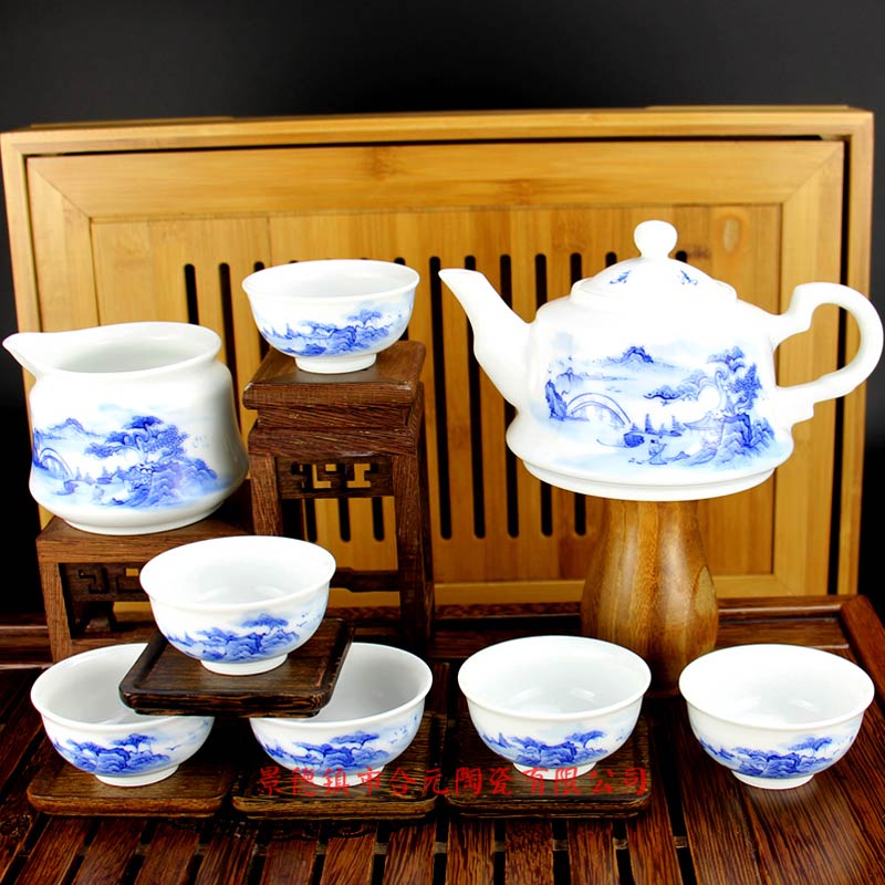 景德镇手绘青花瓷茶具套装 手绘礼品陶瓷茶具&nbsp;&nbsp;手绘茶具套装&nbsp;&nbsp;景德镇手绘茶具