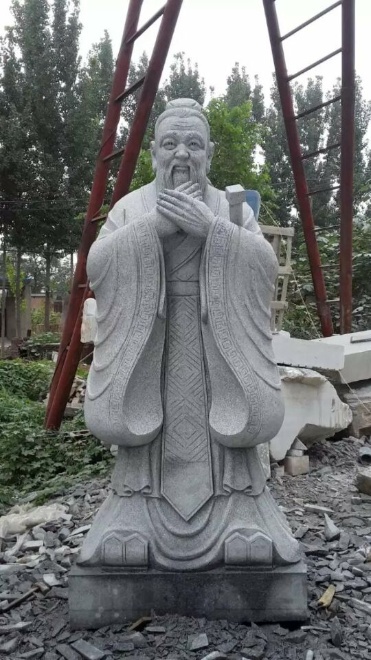 石雕孔子像雕塑现货汉白玉古代人物雕塑加工  孔子雕塑  学校雕塑