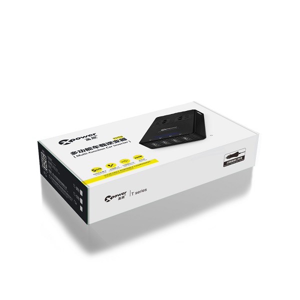 高欣多功能负离子车载逆变器T1 带4usb接口双三脚插座  高欣T1  高欣T1车载电源