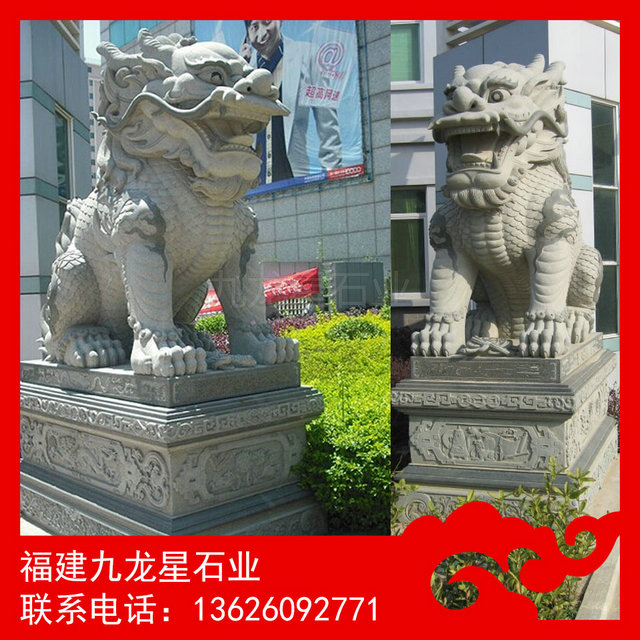 别墅门口石雕麒麟 青石麒麟现货 惠安厂家供应