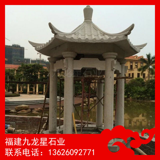 石亭子定制 青石雕凉亭 大型古建筑石亭