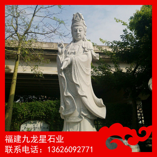 石雕观音佛像加工 观音像雕刻 滴水观音雕塑