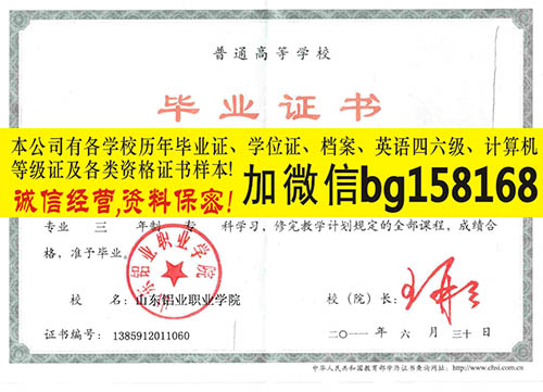 山东铝业职业学院2011年原版大专样本历任校长职业培训  原版样本