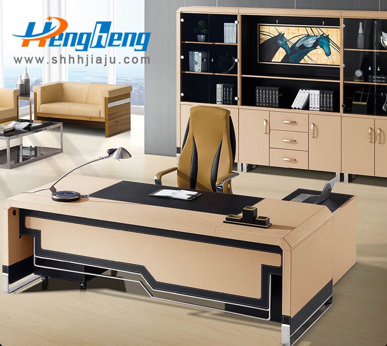 定制皮面办公家具厂办公桌-D27  办公室家具  横衡办公家具