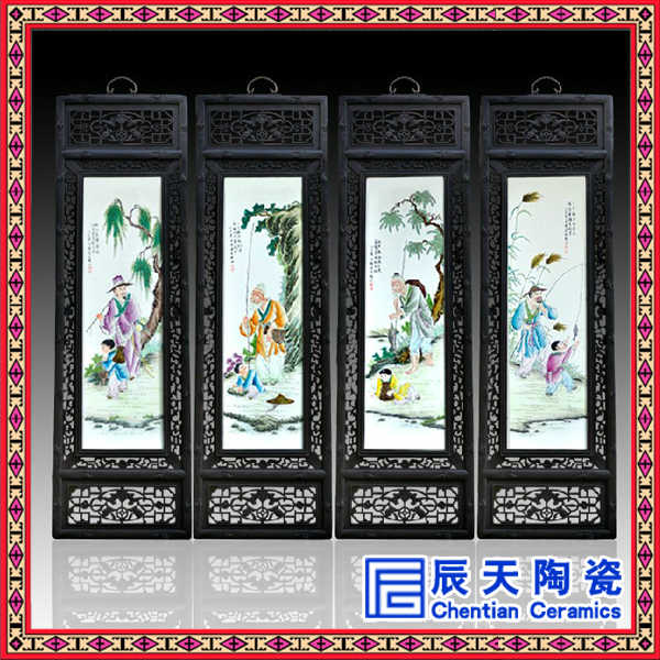 大型装饰瓷板画   手绘紫气东来瓷板画&nbsp;&nbsp;国画山水瓷板画