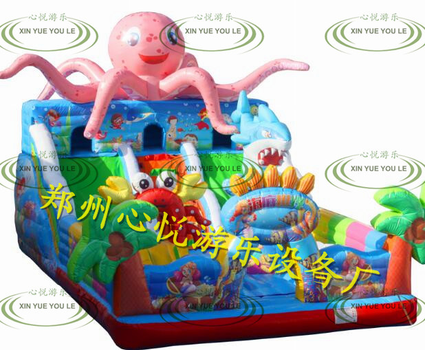 山东12X7米新款海底世界章鱼宝贝充气大滑梯  章鱼宝贝充气滑梯  海底世界大滑梯  新款充气蹦蹦床