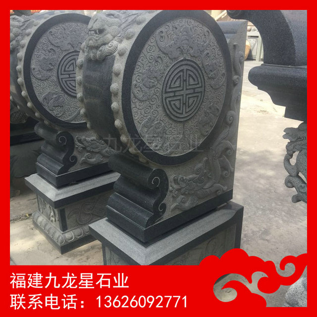 现货石鼓 订做抱鼓石 花岗岩石鼓加工