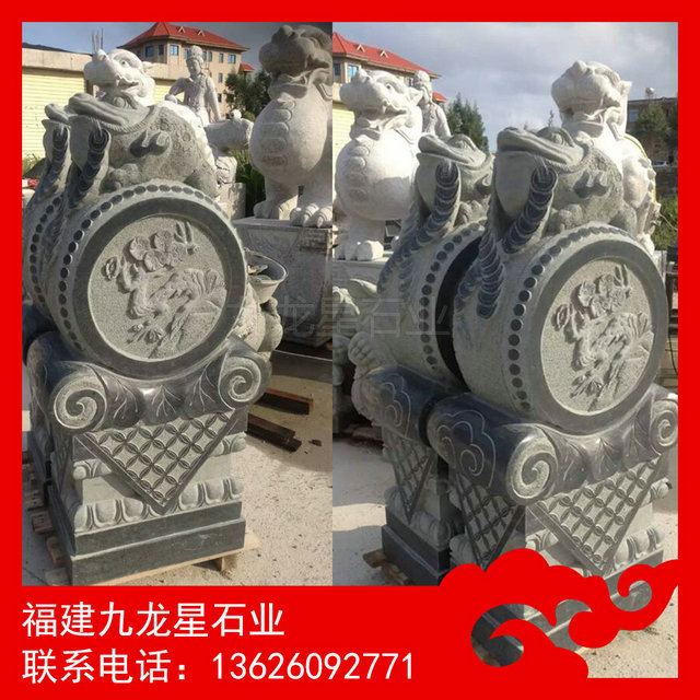 现货石鼓 订做抱鼓石 花岗岩石鼓加工
