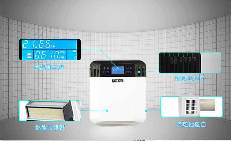 厂家批发家用新风系统智能监控新风双向流新风系统 无管道新风系统 壁挂新风机 家用新风机