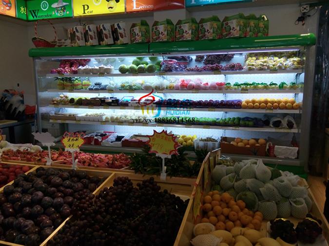 水果超市保鲜柜，水果店五层展示柜，超市立风柜定做
