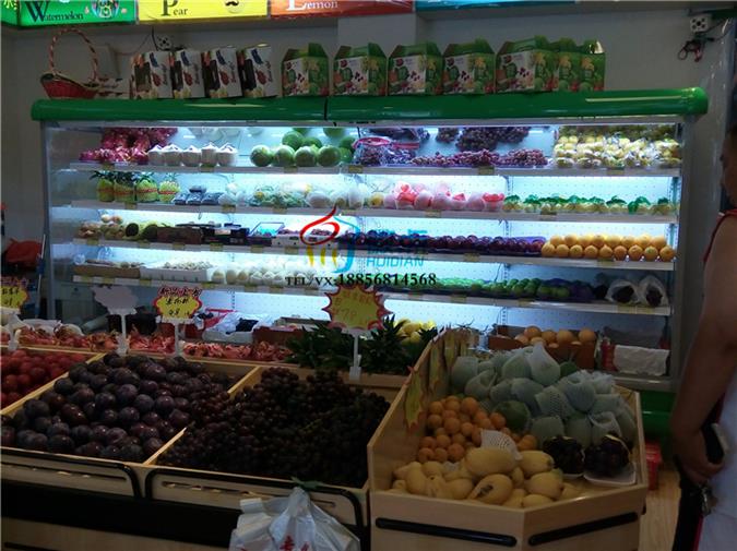 水果超市保鲜柜，水果店五层展示柜，超市立风柜定做