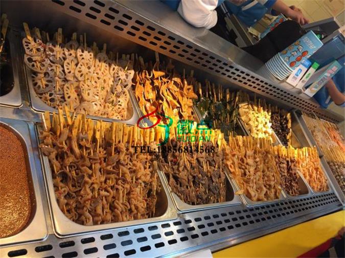 钵钵鸡开放式展柜，冷串自选商用保鲜柜，定做串串柜尺寸  冷串自选保鲜柜