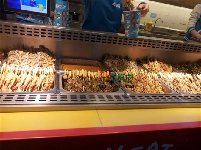 钵钵鸡开放式展柜，冷串自选商用保鲜柜，定做串串柜尺寸  冷串自选保鲜柜