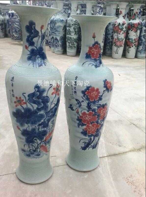 景德镇陶瓷器大花瓶手绘花开富贵报春图落地现代客厅